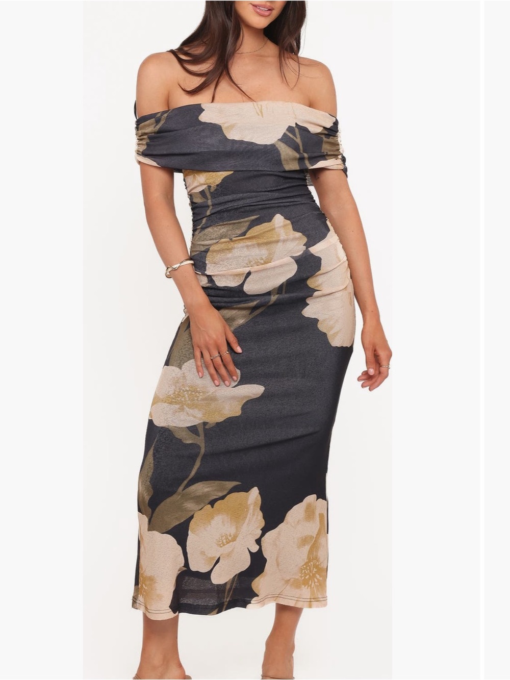 Petal & Pup Black Maxi Dress with Blush Floral Print